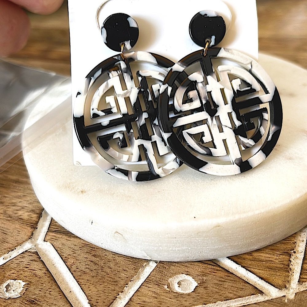 Black and white acrylic earrings